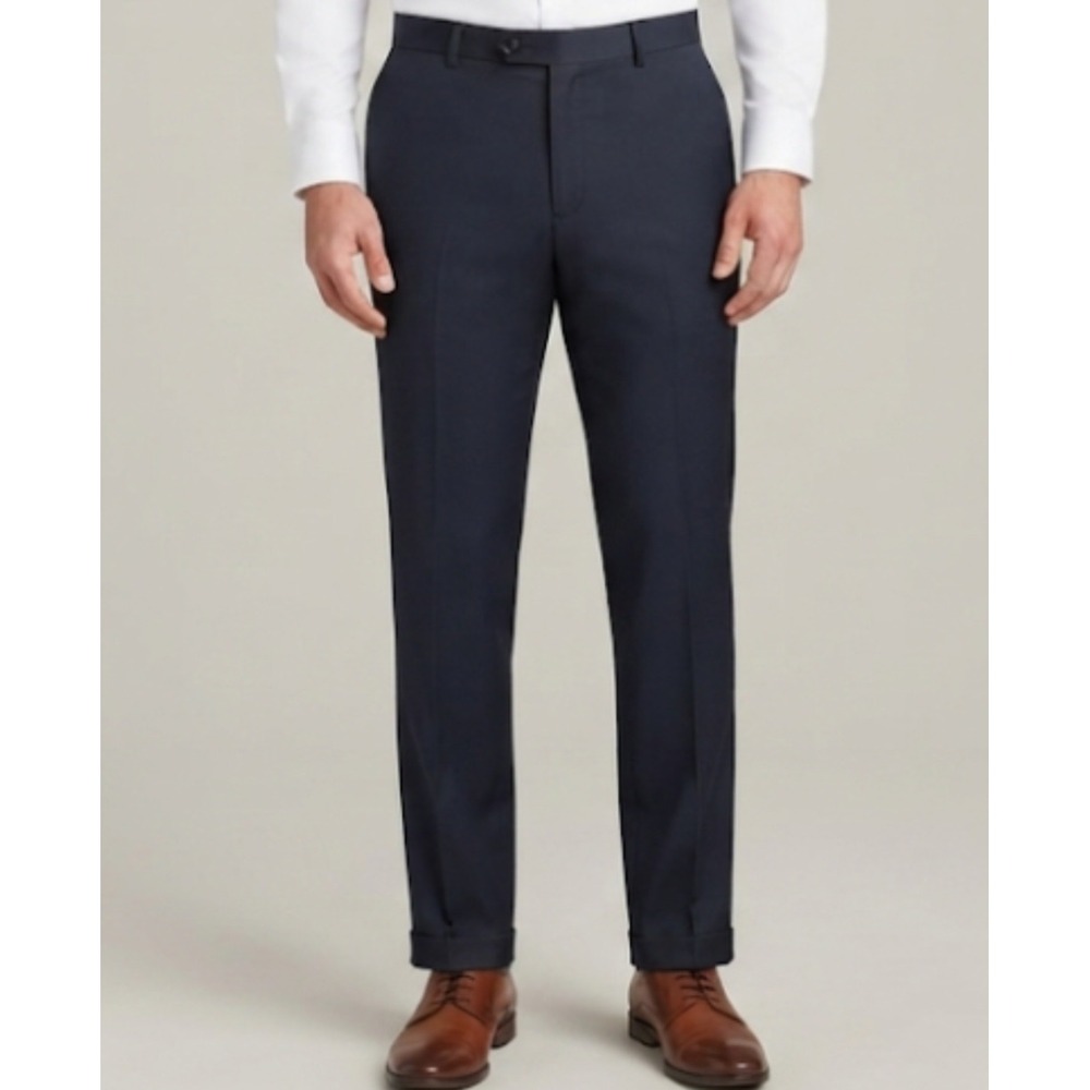 Stafford Tailored Culture Mens 40x32 Navy Wool Blend Classic Fit Dress Pants